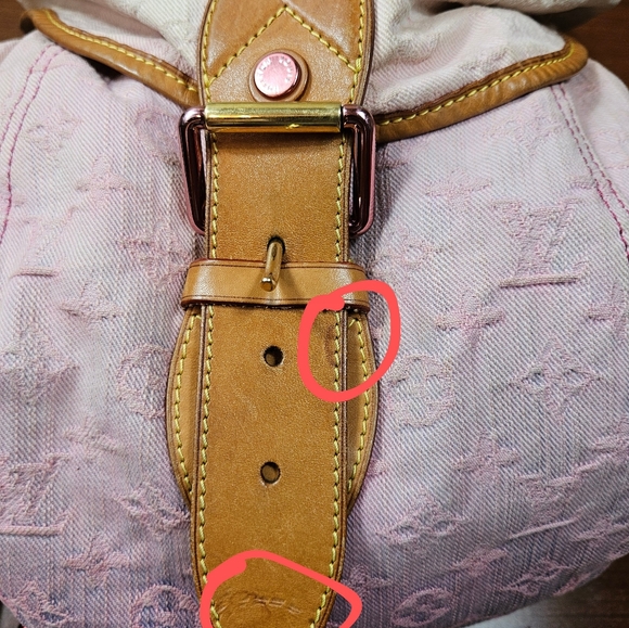 Auth Louis Vuitton Sunshine Pm Burgundy and Blue Denim Jean Cross body Bag - Picture 10 of 15